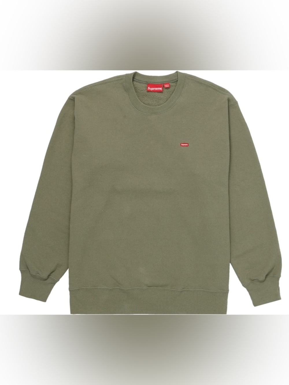 Supreme Small Box Logo Crewneck Olive Green Made in Canada Size S